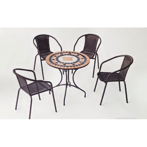 Conjunto terraza jardín mesa + 4 sillones acero Soria/Brasil-75/4 en acabado color bronce (1/2)