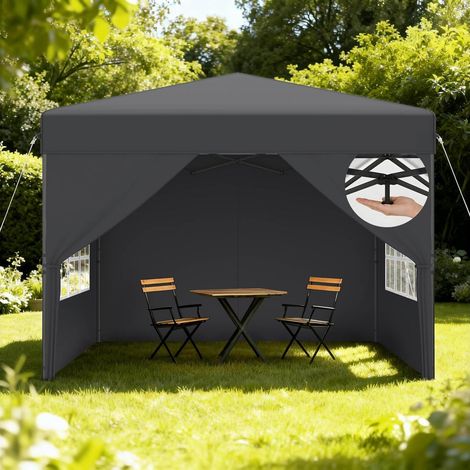 Tonnelle pliante 2.5x2.5m imperméable avec parois latérales, protection UV, réglable en hauteur (1/5)
