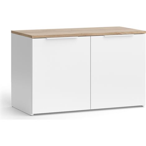 Sideboard Wido, Blanc/Sonoma, 40x50cm avec 2 portes, Vicco