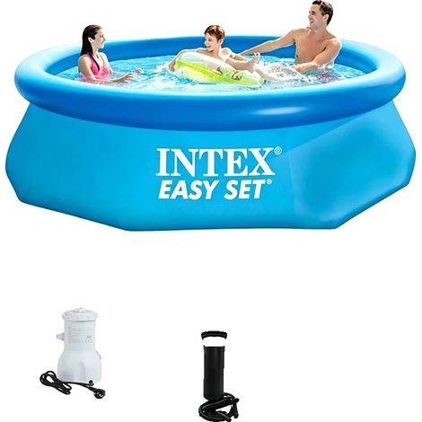 Piscina gonfiabile, facile da installare, materiali resistenti, pompa ad aria e filtro per piscina inclusi. (1/2)