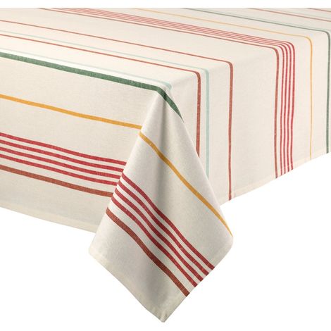 Nappe de Table Carrée Multicolore avec Pompons Recyclés Linge de Table 170 x 170 cm - PANGIVO (1/3)
