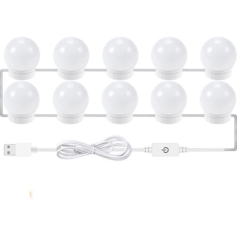 1 Miroir LED tactile, 3 couleurs intensité variable, rechargeable, pour chambre dressing salle de maquillage (1/5)