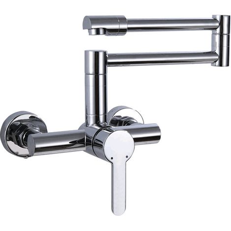 Küchenarmatur Wandmontage 360° Drehbar Wasserhahn Küche Wandmontage Faltbar Einhebelmischer Wand Küchenarmatur Spültischarmatur Messing Wandarmatur Wandspülmischer (1/5)