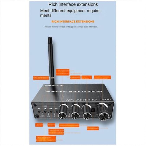 Récepteur audio Bluetooth 5.3, adaptateur audio AUX/microphone/USB avec télécommande (1/5)