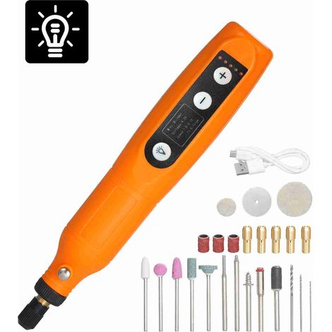 Petite meuleuse électrique rechargeable à main, 5 vitesses réglables, mini rectifieuse portative pour sculpture, meulage et polissage du jade (1/4)