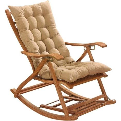 Cuscino spesso e largo per sedia a dondolo da giardino, reclinabile e rilassante, in rattan, per interni ed esterni, colore cammello, 48 x 120 cm (1/4)