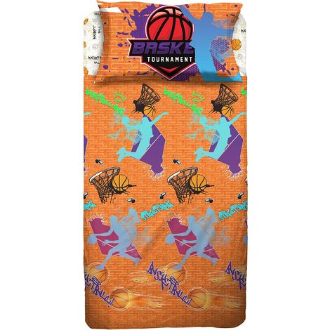 hermet Basket, Set Lenzuolo Singolo Cameretta, Una Piazza, Completo Letto, Lenzuolo Sopra, Lenzuolo Sotto Con Angoli, Federa, 100% Cotone, Prodotto Ufficiale (1/3)
