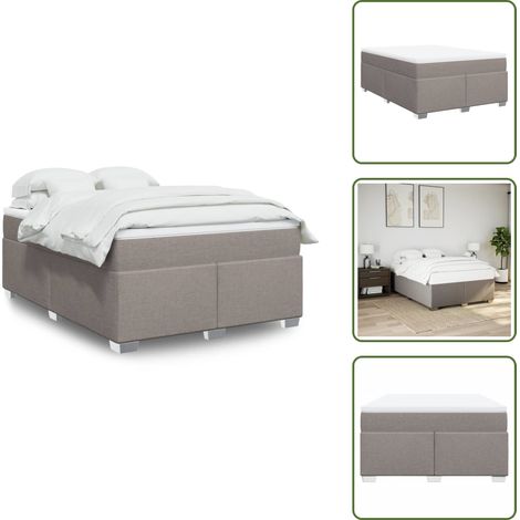The Living Store Sommier à lattes de lit avec matelas Taupe 140x190 cm Tissu - Matelas à ressorts ensachés (1/5)