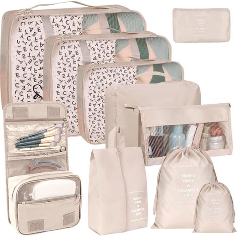 Packwürfel für Koffer, Reiseorganizer, Taschen und Aufbewahrung, 10 Stück, Reiseutensilien, Taschen, Kleidung, Schuhe, Toilettenartikel (1/5)