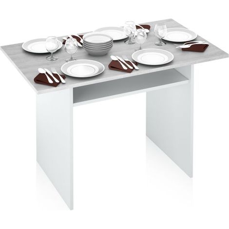 Mesa consola desplegable Tavolo blanco mate y cemento 77/75x120x35x70 cm (1/10)