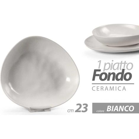 PIATTO FONDO IN CERAMICA DA 23 CM IN COLORE BIANCO