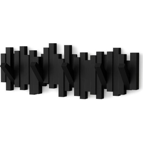 Jalleria Wall Coat Rack with 5 Folding Hooks, Black MUMU (1/4)