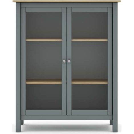 Mueble vitrina para comedor modelo Miguel 2 puertas acabado verde kaki/roble, 40cm(fondo) 110cm(alto) 90cm (ancho). (1/3)