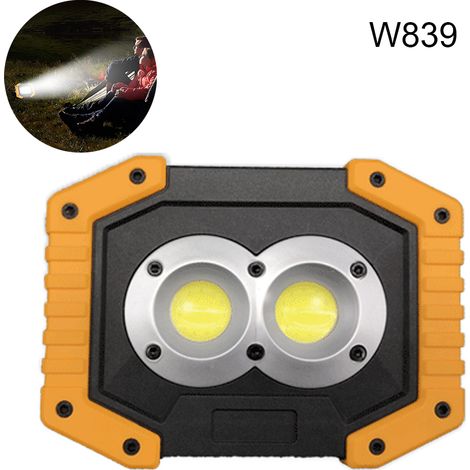 Lampe de chantier rechargeable, lampe de travail LED portable (1 unité), lampe de chantier alimentée par batterie, éclairage de secours LED pour panne de courant domestique, lampe de chantier recharge (1/5)