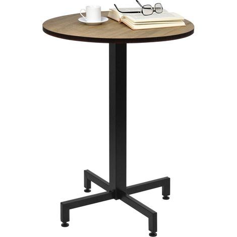Mesa Redonda iCub 60x75cm Negra en madera maciza de pino acabado vintage estilo industrial