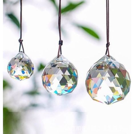 Set aus 4 Sonnenfängern - Kristallkugel-Prisma - Hängedekoration - Durchmesser 1,5 cm - Aus Glas