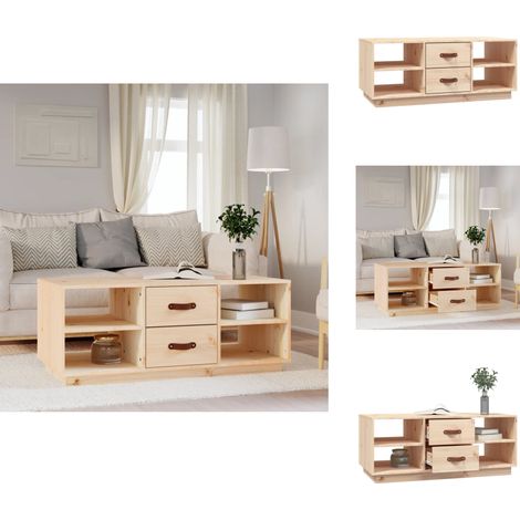 Couchtisch 100x50x41 cm Massivholz Kiefer - Holz Couchtisch - Kiefernholzmöbel - Wohnzimmerschreibtisch - Sideboard - TV Tisch (1/5)