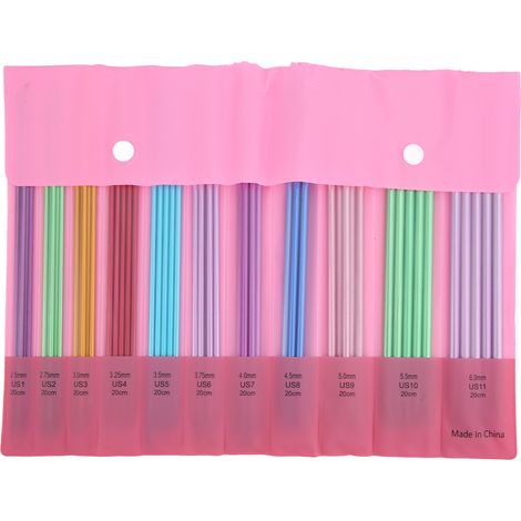 55pcs Knitting Needles Aluminum Material Double Pointed Ergonomic Design 20cm/7.9in Metal Weaving Needles for Household (1/5)
