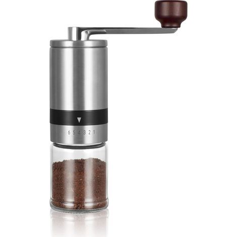 Molinillo de café manual con 6 niveles de ajuste de molienda externos, molinillo portátil para el hogar y los viajes. (1/5)