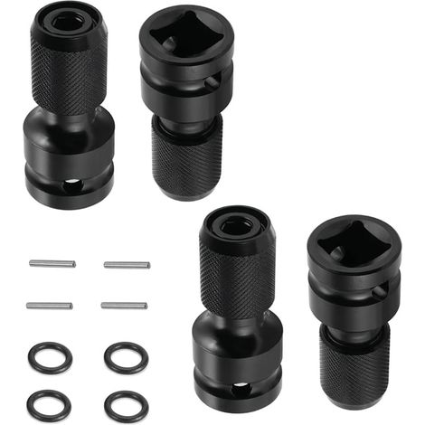 Juego de 4 adaptadores de destornillador de impacto ZOLGINAH de 1/2 a 1/4 pulgadas, adaptador de enchufe multiplicador de par, incluye perno de retención de junta tórica (1/5)