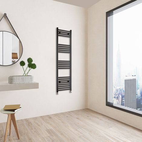 Acezanble 1400x400mm(HxW) matt Black Central Heating Towel Rail Heating Towel Radiator