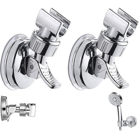 2pcs Support de pomme de douche réglable amovible support mural de douche ventouse support de tête de douche réutilisable sans perceuse étanche pour Salle de Bain Hôtel Carrelage en Verre Métal (1/4)