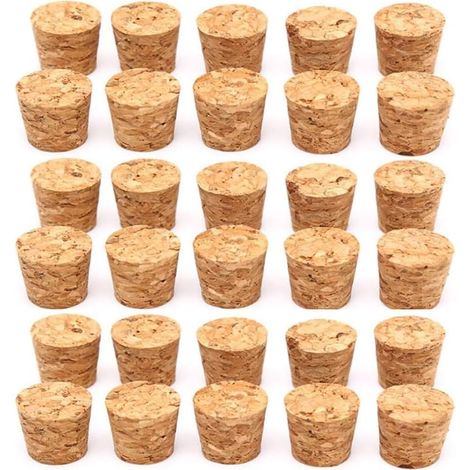 30 bouchons liège, bois, naturels, coniques, pour vin et bière (1/5)