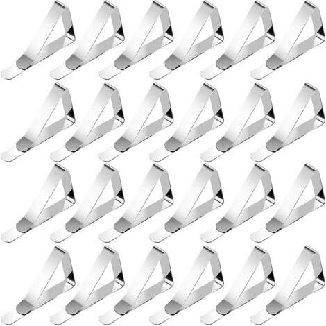 Set of 24 Tablecloth Clips Non-Slip Tablecloths Stainless Steel Outdoor Indoor Restaurant Party Picnic Garden, Silver (1/4)