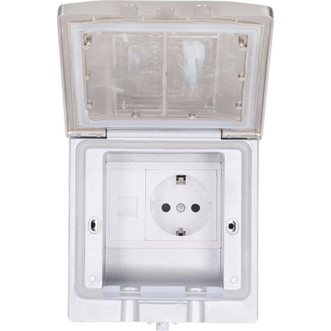 Prise de sol étanche ignifuge encastrée avec port RJ45, standard UE, 250V AC, 16A (1/5)