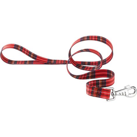 Ferplast CLUB G TARTAN Guinzaglio in nylon con fantasia scozzese. Varie misure. Variante CLUB G25/120 TARTAN - Misure: 25 mm x L 120 cm - Rosso