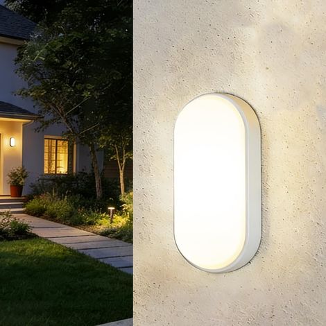 (20W Applique Murale LED Exterieur,Éclairage de Salle de Bain, Applique Murale Étanche Blanc, 6000K Luminaires Ovale à LED Filaires Salles de Bains (1/5)