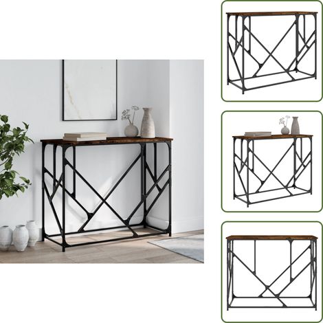 Mesa de pasillo - vidaXL Mesa consola madera de ingeniería roble ahumado 100x40x80 cm - Madera de ingeniería