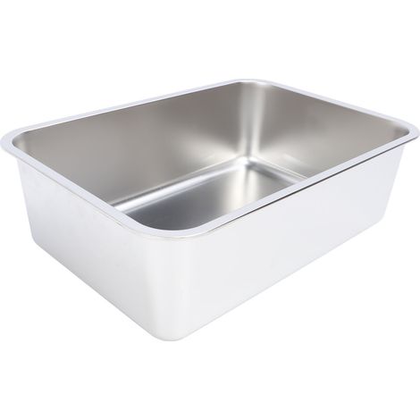 Boîte litière pour chat rouille bâton résistant poêle pour chaton en acier inoxydable grand résistant 50 35 15 cm avec haute côté (1/5)