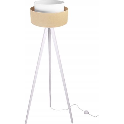 Stehlampe mit Dreibein und Holzschirm, 45 cm, Kuchen