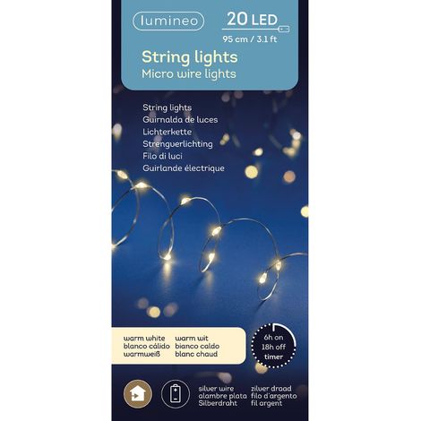 Kaemingk Micro LED Strangbeleuchtung Lichterkette mit 20 Lichter warmweiß Lichterkette