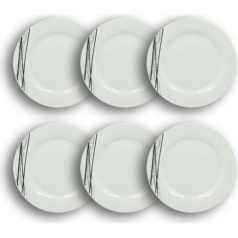 Lot de 6 assiettes plates en porcelaine 27cm, CARBONE (1/3)