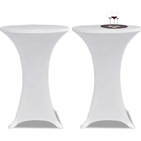 2 x Tischhusse für Stehtisch Stretchhusse Ø60 cm weiß