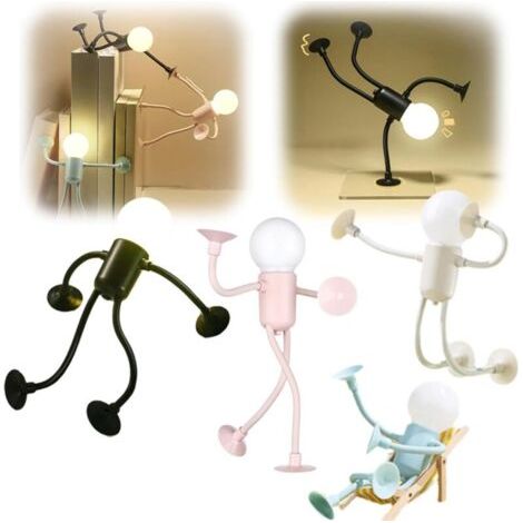 Pair Veilleuse De Sport Drôle De Forme Variable, Veilleuses De Forme Diy,Ampoule Mignonne For La Maison, Lampe De Bureau Pliable à Ventouse, Ornements De Décompression. (4PCS)