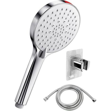Pommeau de Douche avec Support Tuyau u2013 Pommeau Douche Haute Pression Anticalcaire, Pommeau Douche Economie Deau avec 5 modes 125 mm de large Salle de Bain