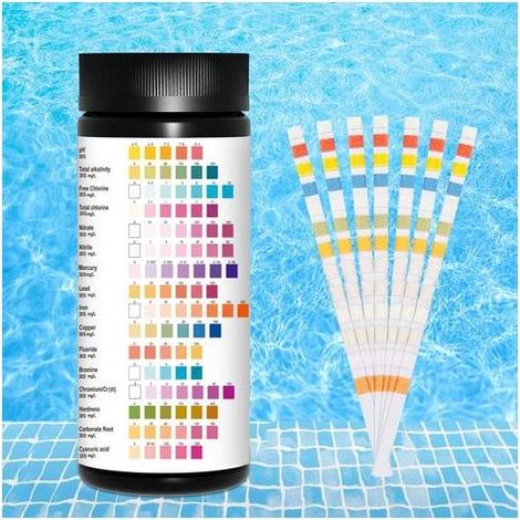 Lote de 100 Test eau potable,potable Kit de test d'eau, Bandelettes d'analyse,16 in 1 bandelettes de test d'eau,Lot de Bandelette Piscine,qualité de l'eau à domicile,Kit D'analyse de L'eau Potable (1/5)