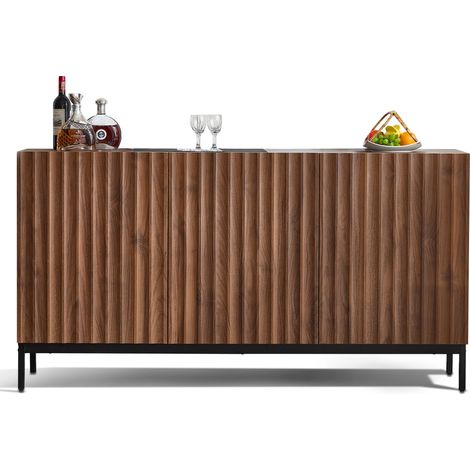 Credenza 3 ante 150x40x80 cm in MDF marrone scuro con ripiani regolabili - CHICFURN (1/5)