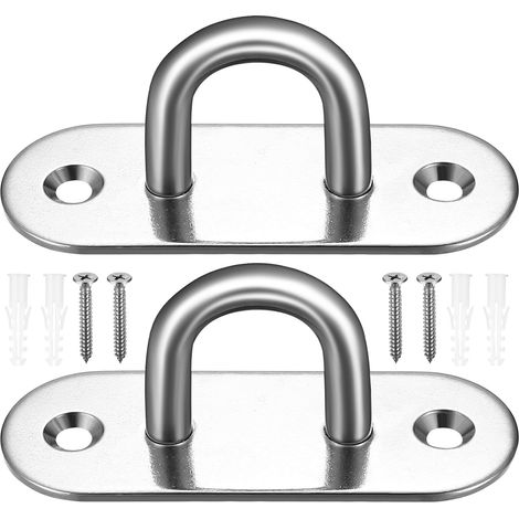 2 Pièces Plaques Œillet M8 Inox, Ovale Crochets plafond et fixation murale en inox M8, ovales, pour bateau, chaise, auvent, hamac, capacité 250 kg. (1/5)