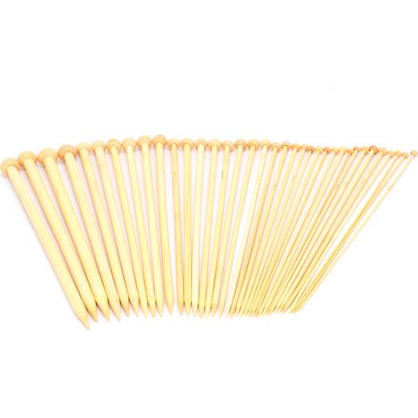 Knitting Needles Set 36 Pcs 18 Sizes Single Pointed Carbonized Bamboo Knitting Needles for Hand Made DIY (1/5)