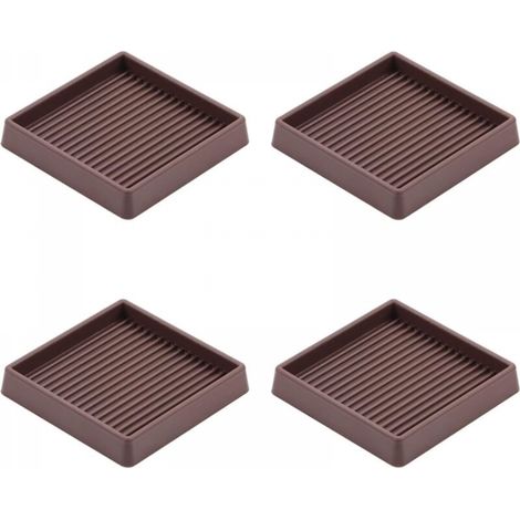 Roulettes en caoutchouc 7,6 x 7,6 cm, patins antidérapants pour meubles, pieds antidérapants pour meubles, protection de sol antidérapante pour butées de lit et canapé (marron, lot de 4) (1/5)
