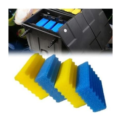 4 Pièce CBF350 Éponges filtrantes de bassin – Mousse de filtration biologique efficace, nettoyage et remplacement faciles, éponges fines bleues grossières et jaunes pour filtre de bassin CBF-350 (1/5)