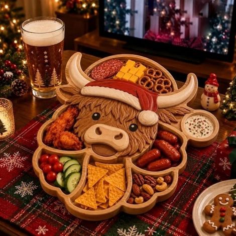 Servierplatte für Weihnachtssnacks - Unterteilte Festtags-Vorspeisenplatte F -