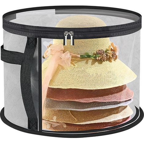 Aufbewahrungsbox – Aufbewahrungstasche – Aufbewahrungsbox für Hüte und Kleidung – Faltbar – Transparente Aufbewahrungsbox mit Griff (schwarz) 42 x 42 x 26 cm (1/5)