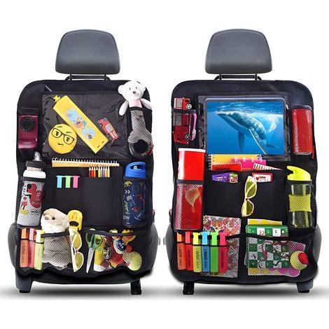 2-teiliges Autositz-Organizer-Set, 9 Fächer, transparentes Tabletfach, Oxford-Gewebe, Rückenlehnenschutz (1/5)