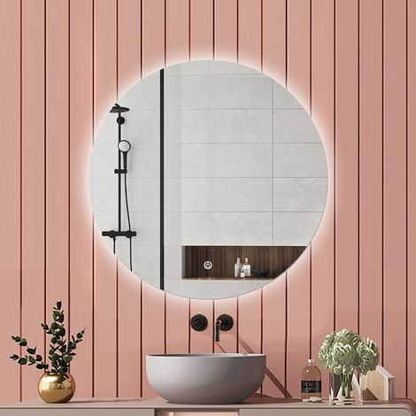 Miroir lumineux Rond 70cm avec Dimmable, Miroir salle de bain CE IP44