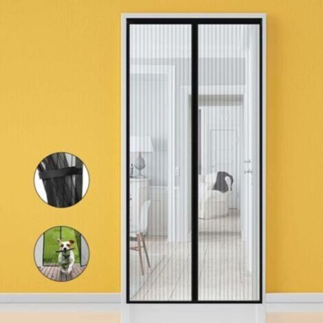 Moustiquaire magnétique en fibre de verre, 80x210cm, moustiquaire magnétique, porte avec bandes de rangement latérales, arrêt automatique sans perçage, pour porte de balcon et de terrasse